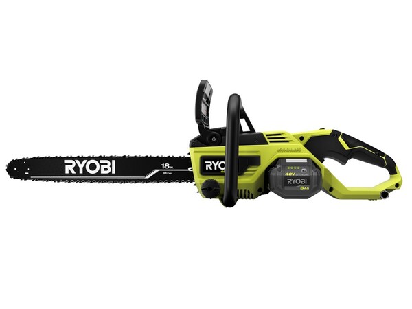 Product Features Image for 40V HP 18" Brushless Chainsaw with 5.0 Ah Battery and Charger.