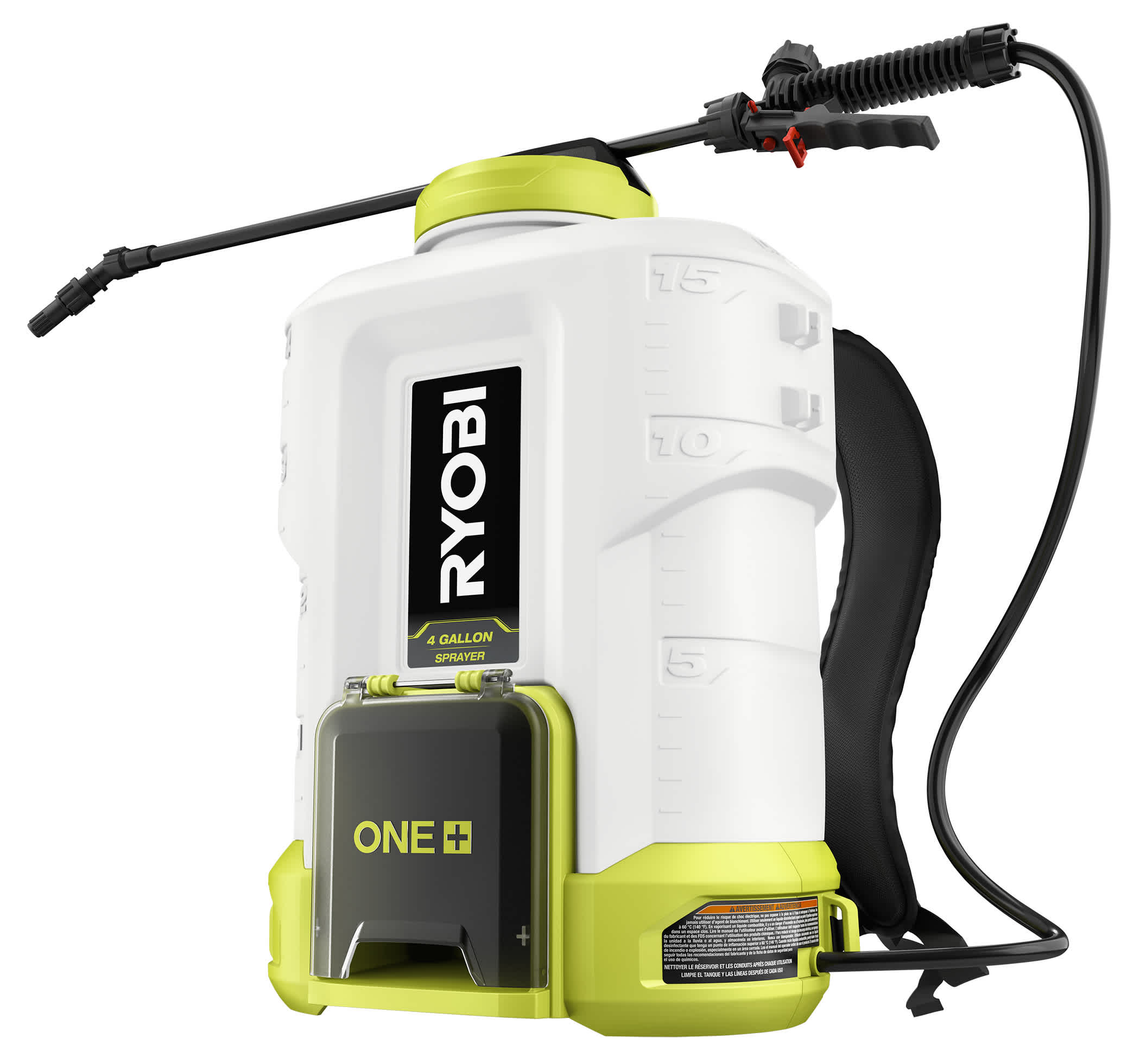 Product Features Image for 18V ONE+ 4 GALLON BACKPACK CHEMICAL SPRAYER KIT.