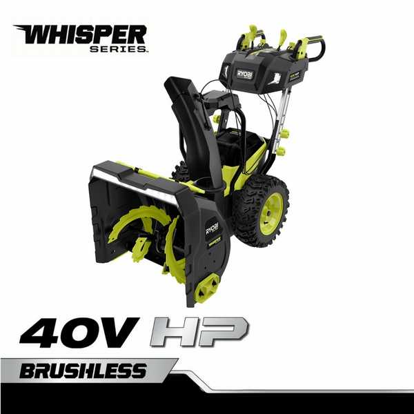 Feature Image for Saved to List View List   RYOBI 40V HP 24-inch Brushless 2-Stage Electric Snow Blower with (4) 6.0 Ah Batteries and Rapid Charger.