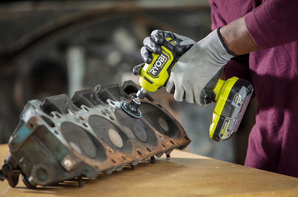 Product Features Image for 18V ONE+ HP COMPACT BRUSHLESS 1/4" RIGHT ANGLE DIE GRINDER KIT (BATTERY AND CHARGER).