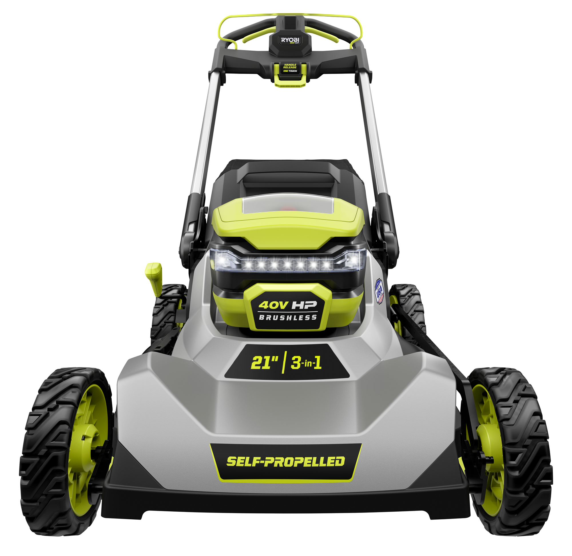 Product Features Image for 40V HP BRUSHLESS 21" SELF-PROPELLED LAWN MOWER KIT.