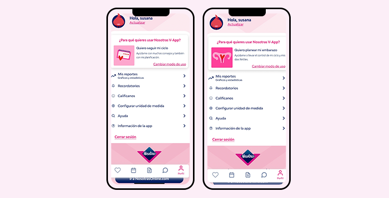 Nosotras V-App, calendario y calculadora menstrual