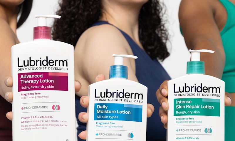 The Lubriderm® products line up you love, people highlighting lotion bottles