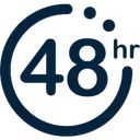 Illustration with 48 hour clock, clinically proven to moisture for 48 hours