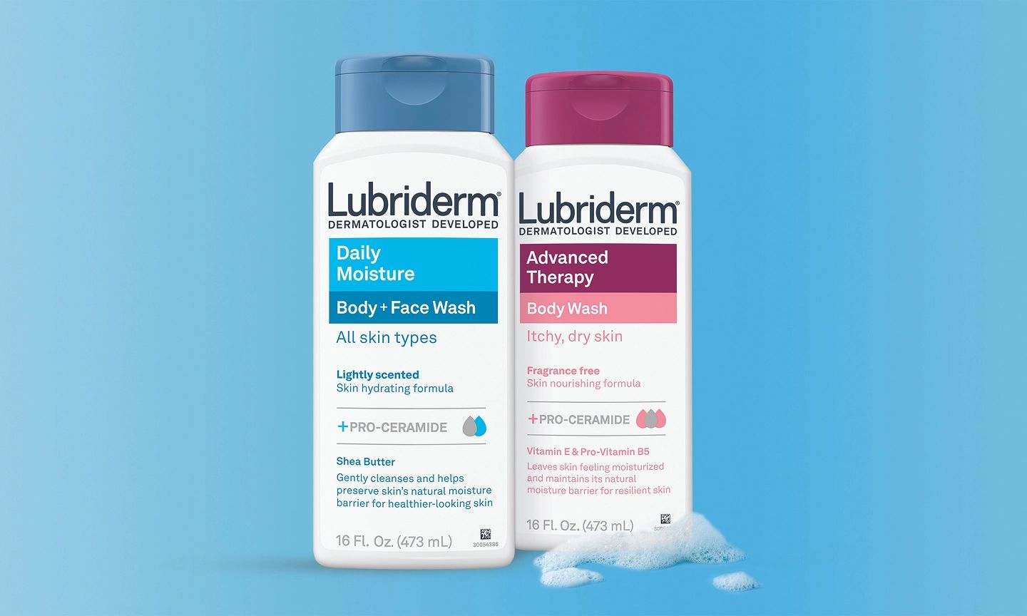 The Lubriderm® duo! Body & Face wash products