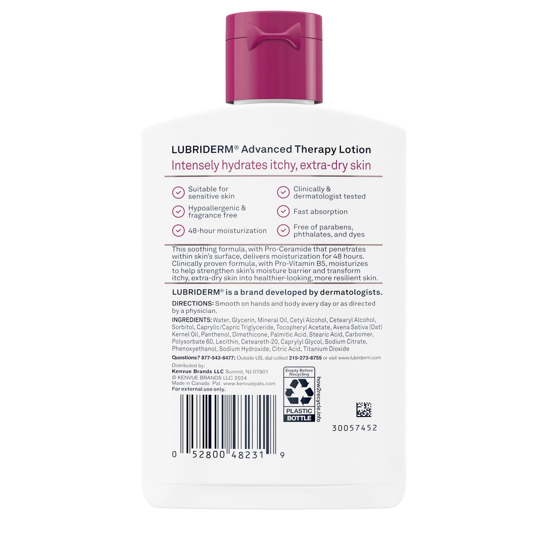 Back Pack shot of Lubriderm® Advanced Therapy Lotion Fragrance-Free 6 oz