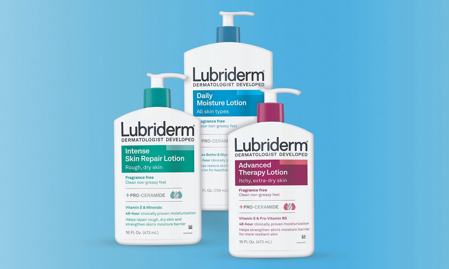 The Lubriderm® trio! daily moisture, intense skin repair and advanced therapy lotions