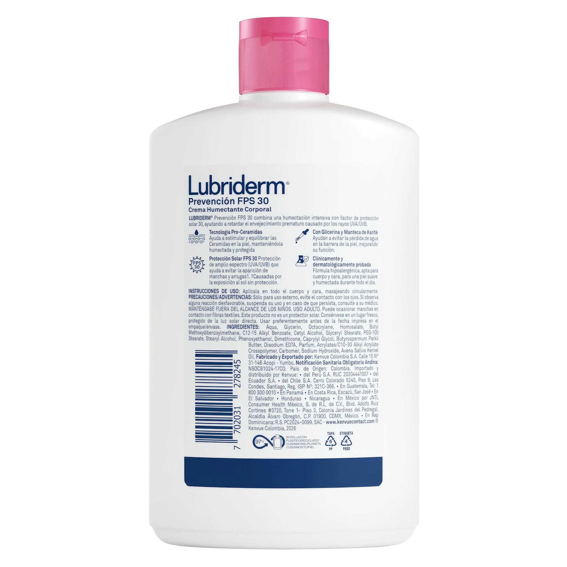LUBRIDERM LATAM COL 7702031278245 PREVENCION UV30 400ML 00180