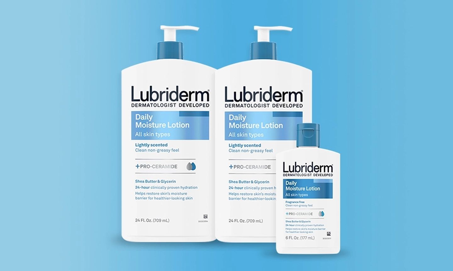The Lubriderm® bundle packs! Image featuring Daily Moisture pack