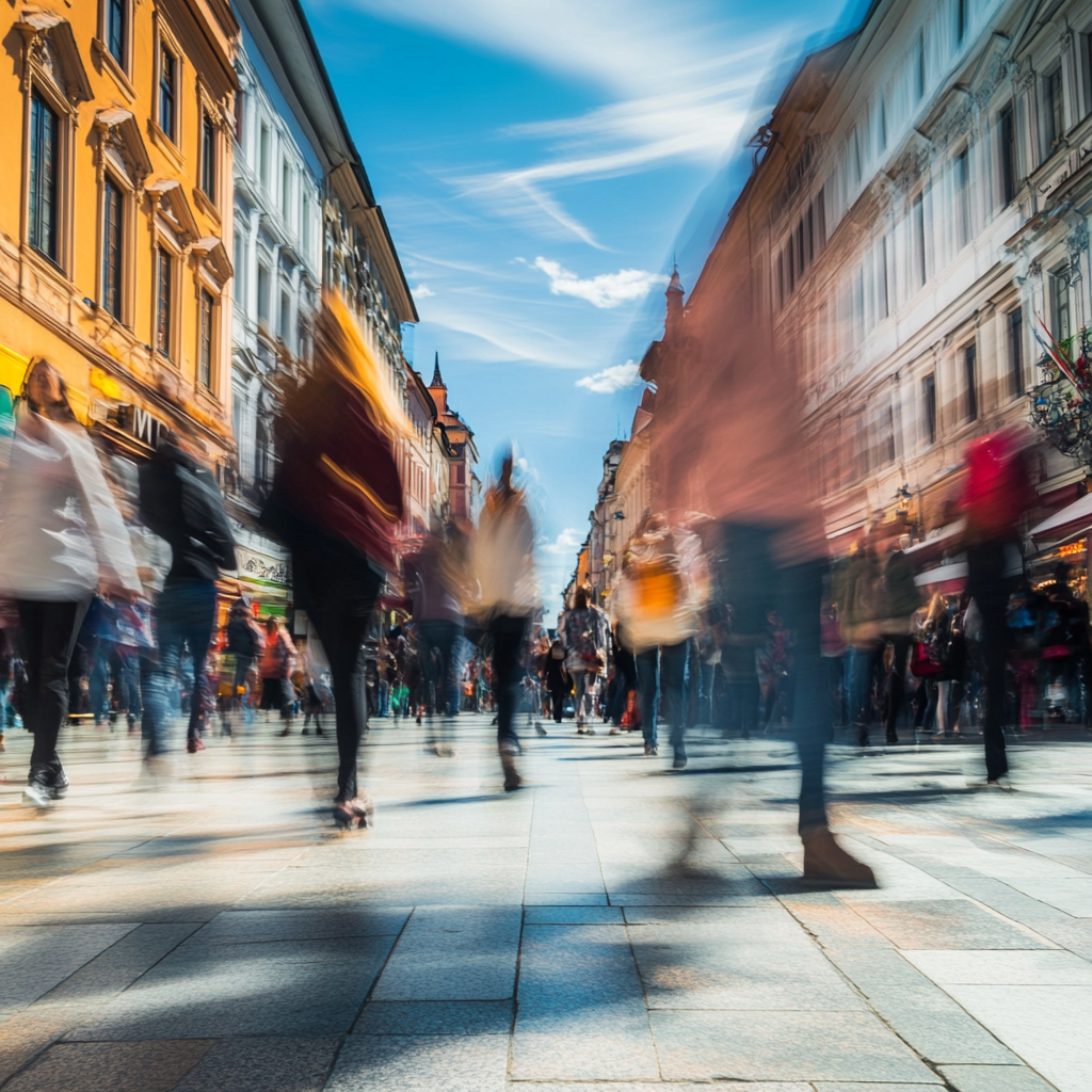 photography of people walking in a large alley