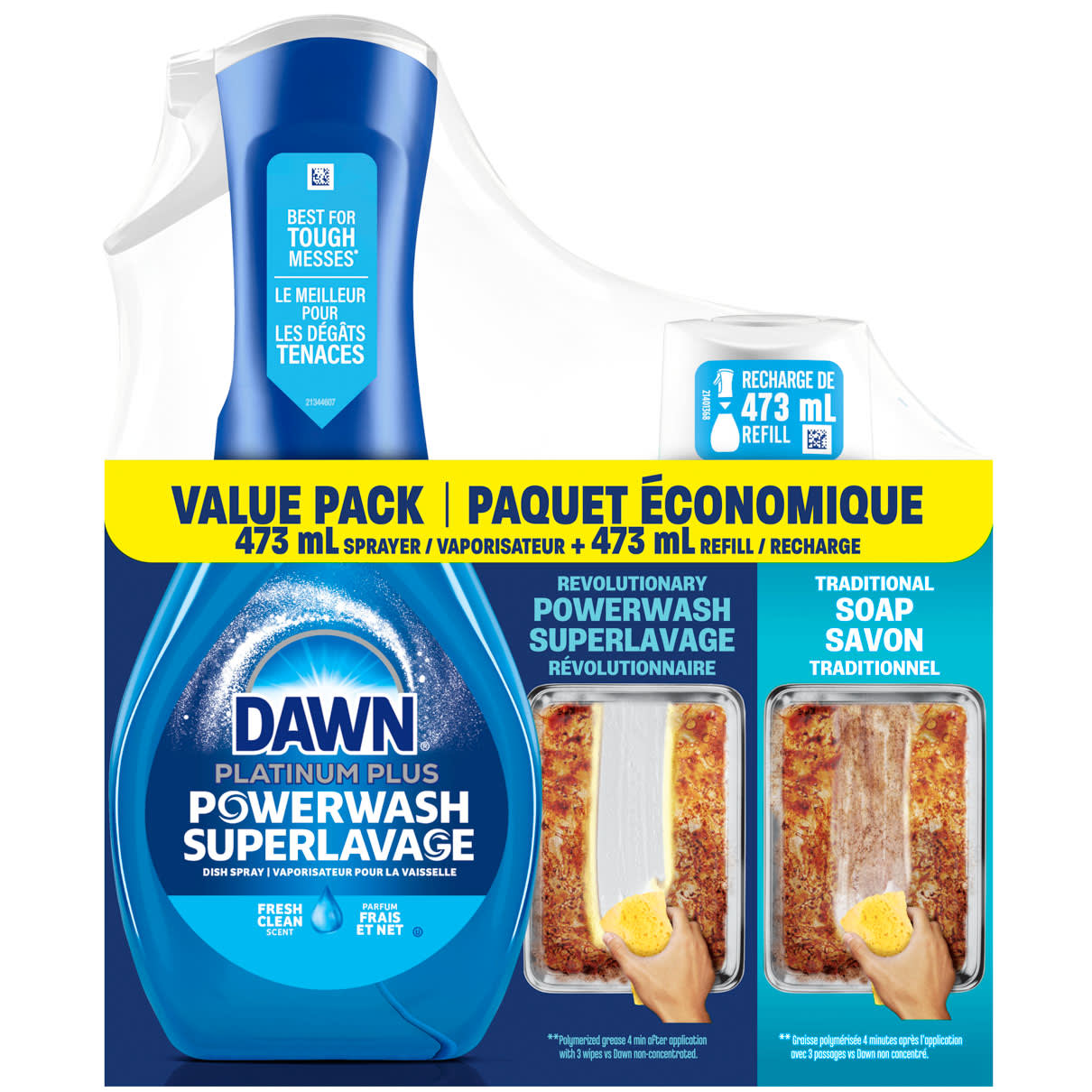 Ensemble de vaporisateur à vaisselle Dawn Powerwash, parfum frais 1 SK 1 RF