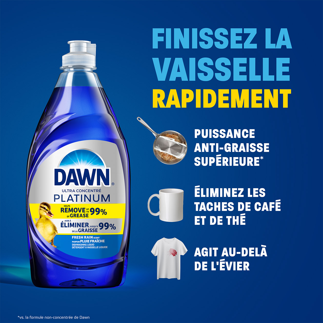 Dawn Platinum - Savon à vaisselle Dawn Platinum, pluie rafraîchissante