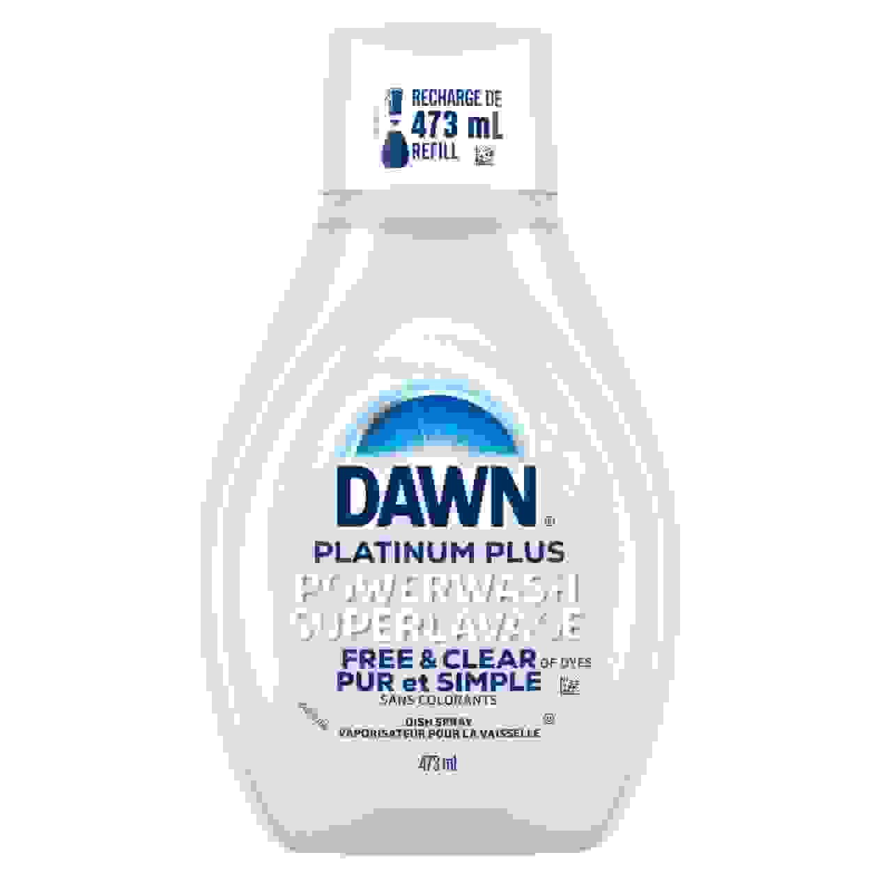 Recharge de vaporisateur à vaisselle Dawn Powerwash Free & Clear, parfum léger de poire