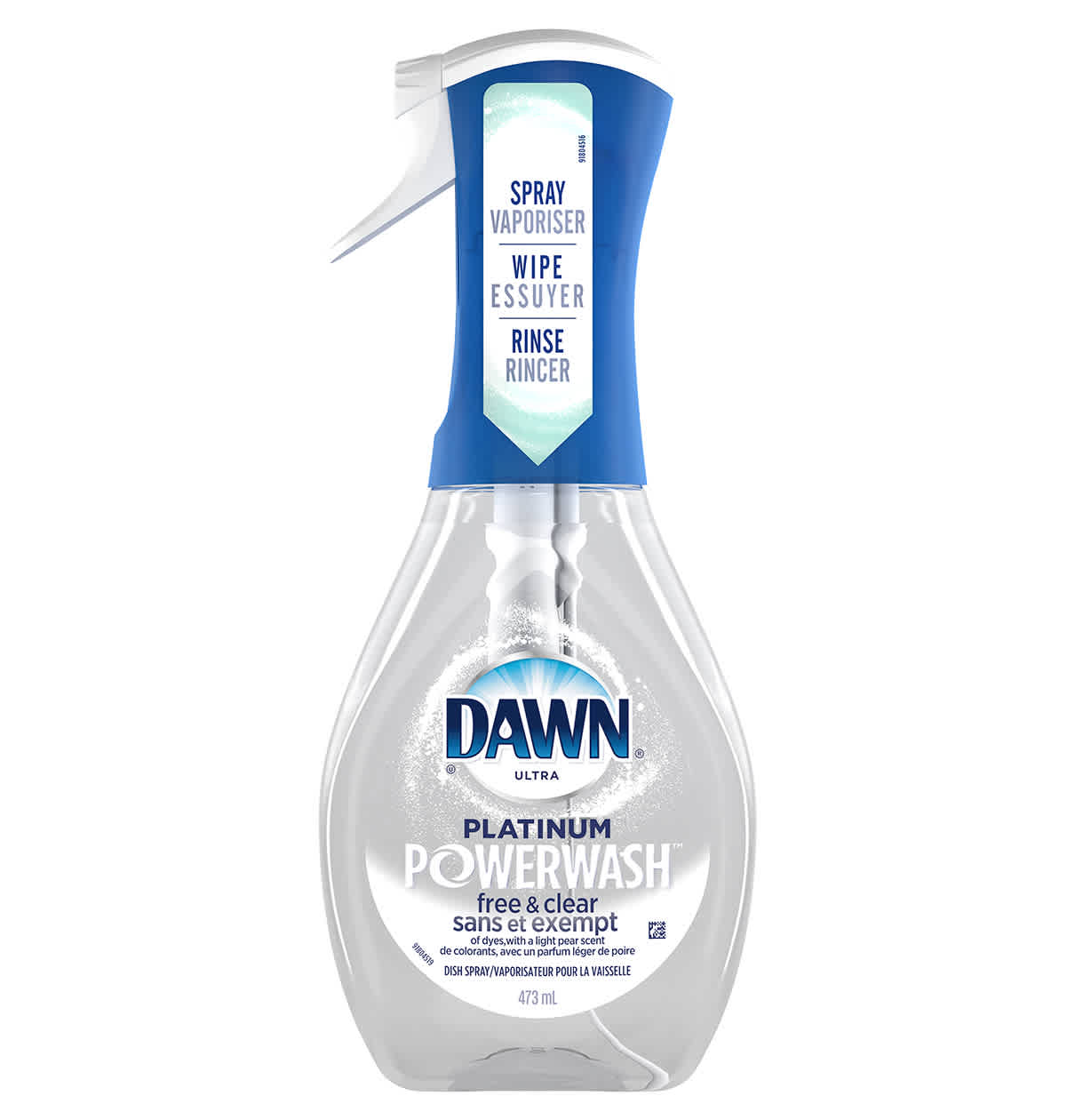 Vaporisateur et savon à vaisselle Dawn Powerwash Free & Clear, pêche