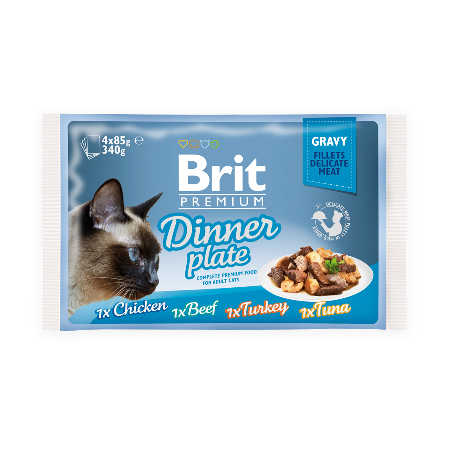 Brit Premium Cat Delicate Fillets in Gravy Dinner Plate (4x85 g)