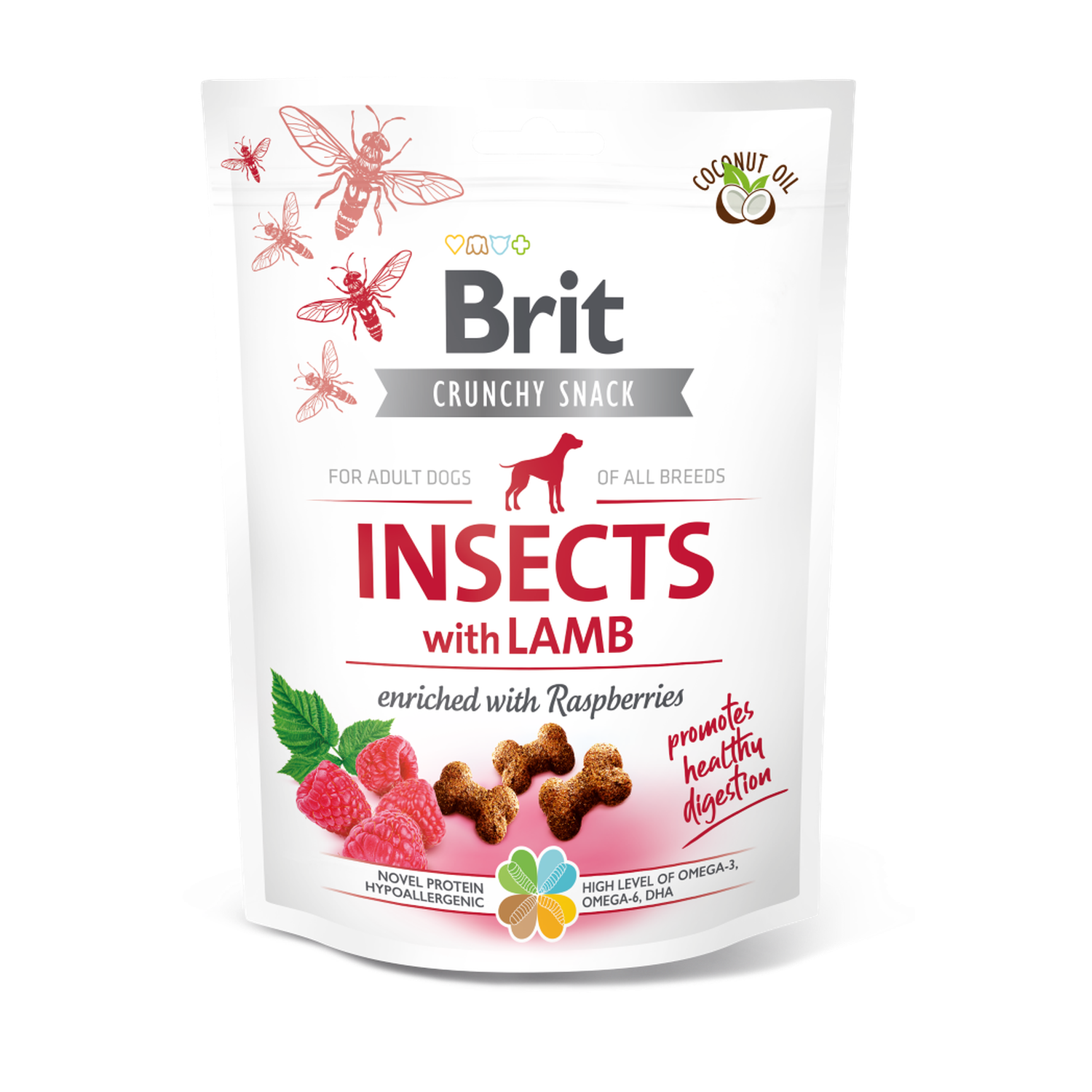 Brit Care Dog Crunchy Cracker. Insects with Lamb enriched with Raspberries