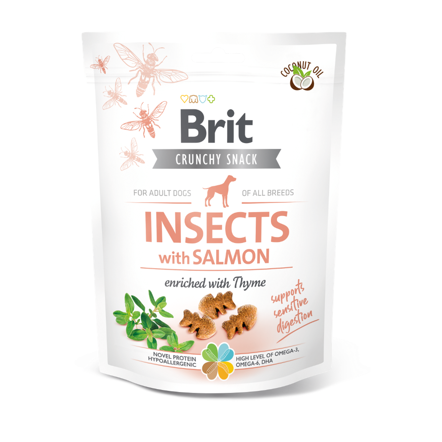 Brit Care Dog Crunchy Cracker. Insects with Salmon enriched with Thyme