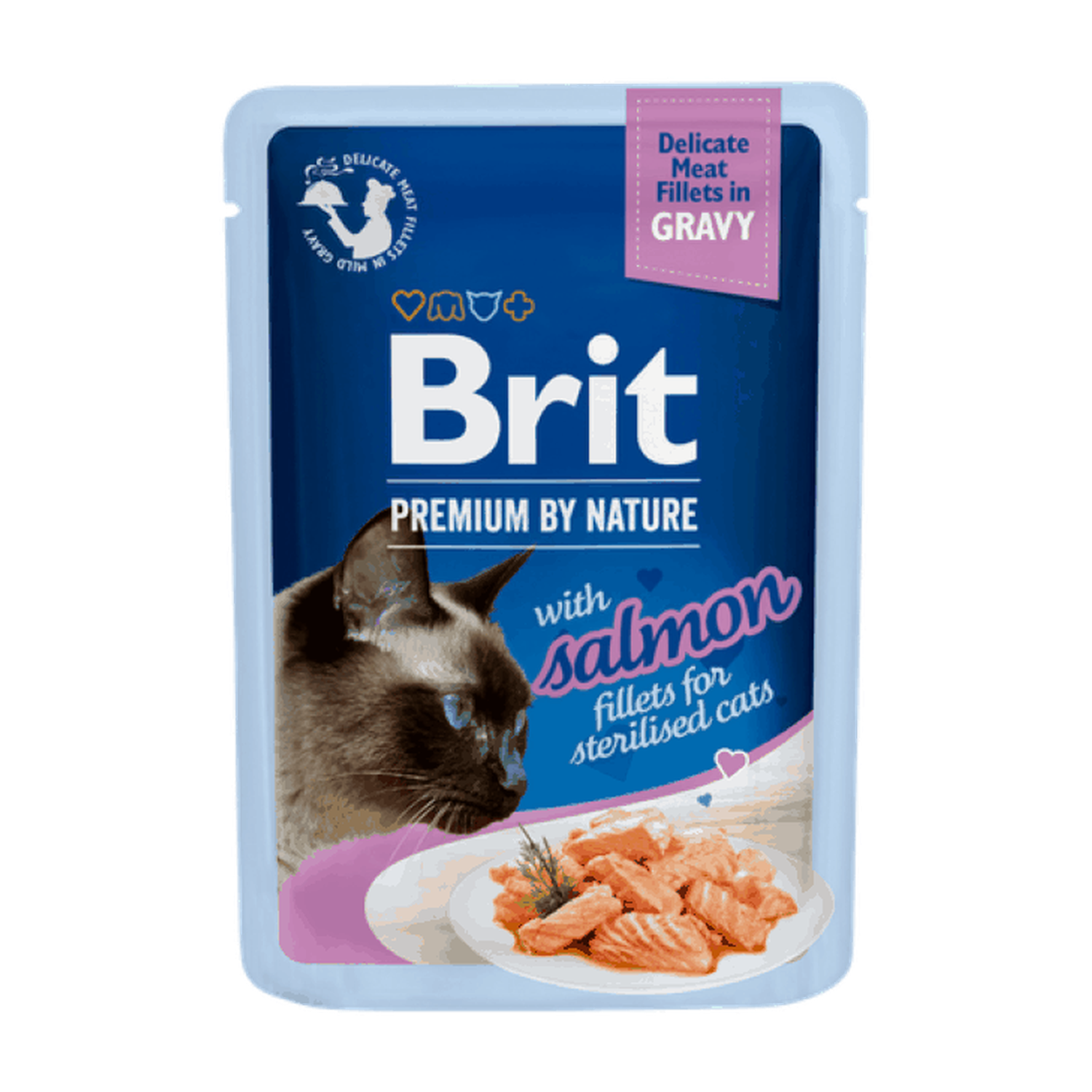 Brit Premium Cat Delicate Fillets in Gravy with Salmon for Sterilised