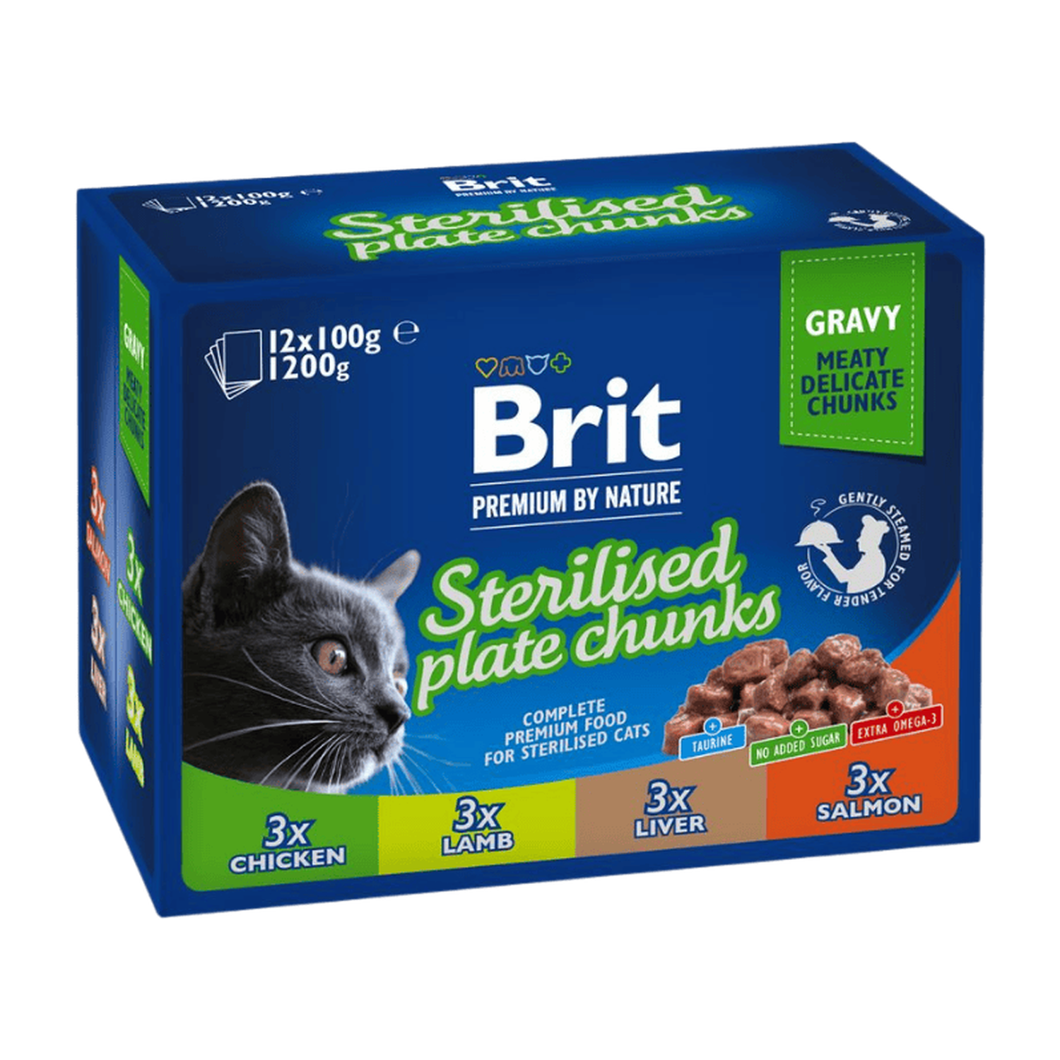 Brit Premium Cat Pouches Sterilised Plate (12x100 g)