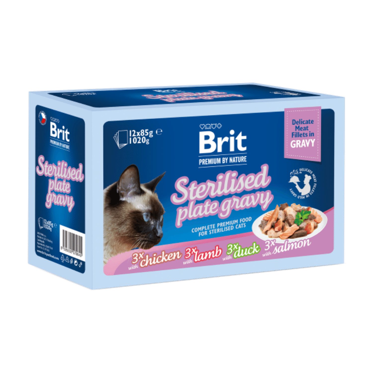 BritPremium Cat Delicate Fillets in Gravy Family Plate Sterilised (12x85g)