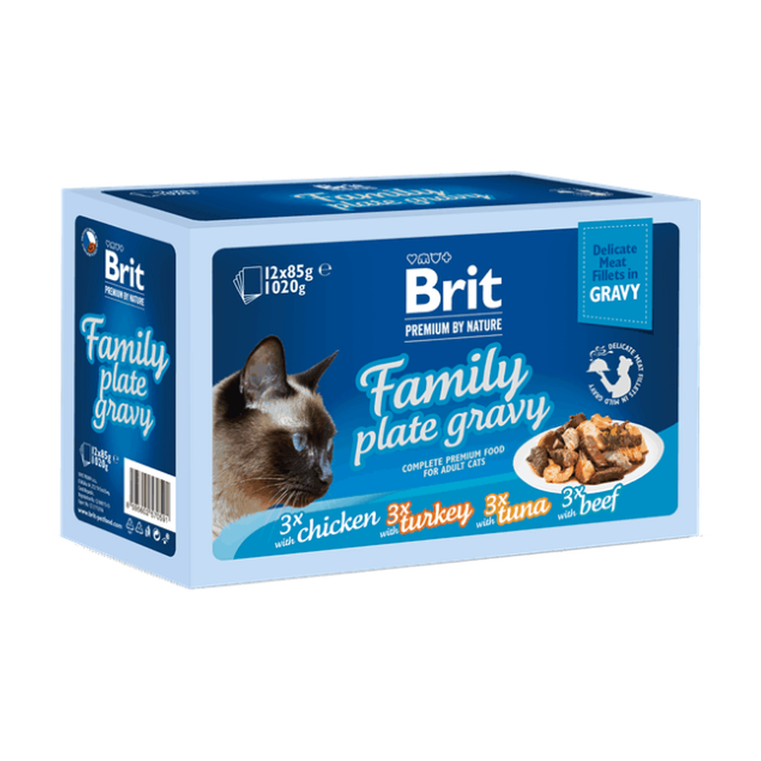 Brit Premium Cat Delicate Fillets in Gravy Family Plate (12x85 g)