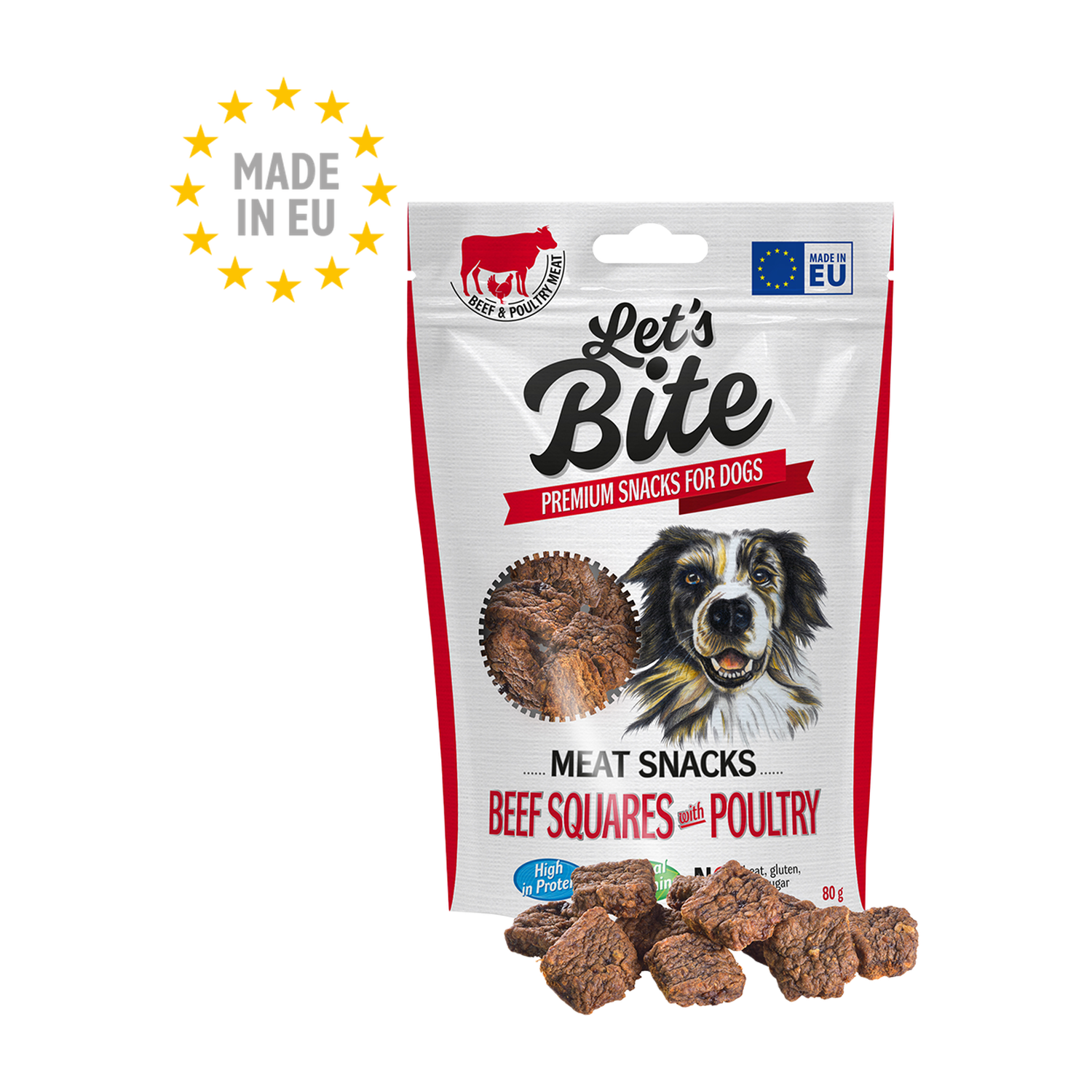 Let’s Bite Meat Snacks Beef Squares with Poultry