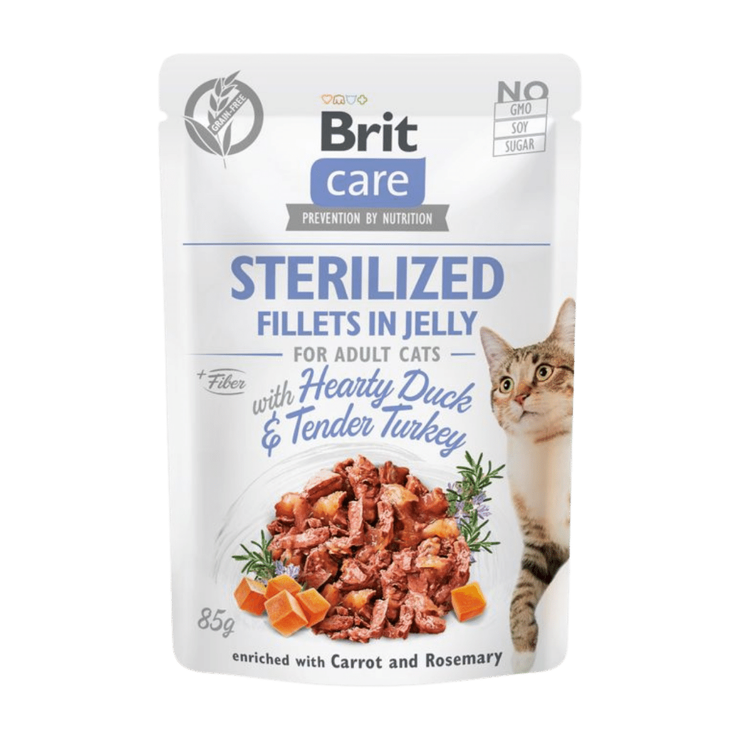 Brit Care Cat Sterilized. Fillets in Jelly w Hearty Duck&Tender Turkey