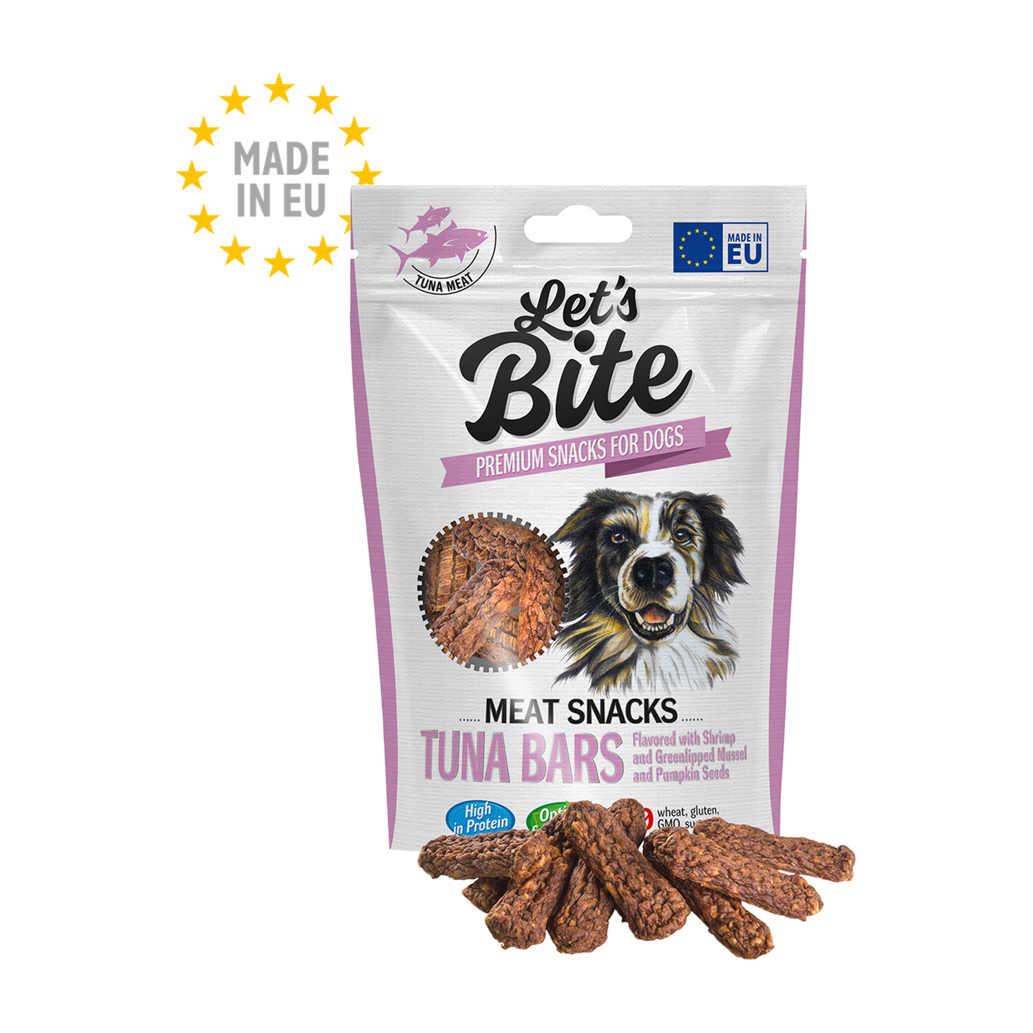 Let’s Bite Meat Snacks Tuna Bars Flavored with Shrimp and Greenlipped Mussel and Pumpin Seeds