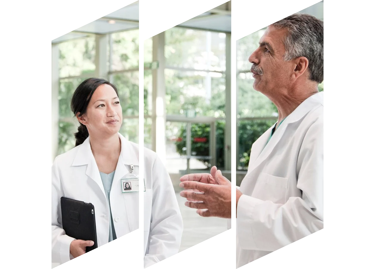 Doctor discussing a case with another medical professional