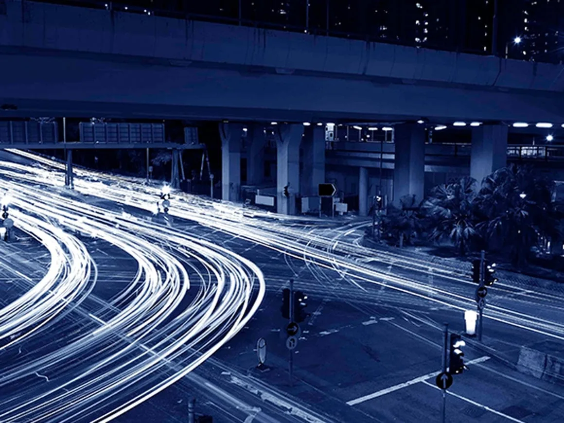 Light trails of night traffic