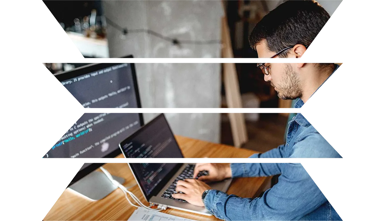 Male programmer working at home