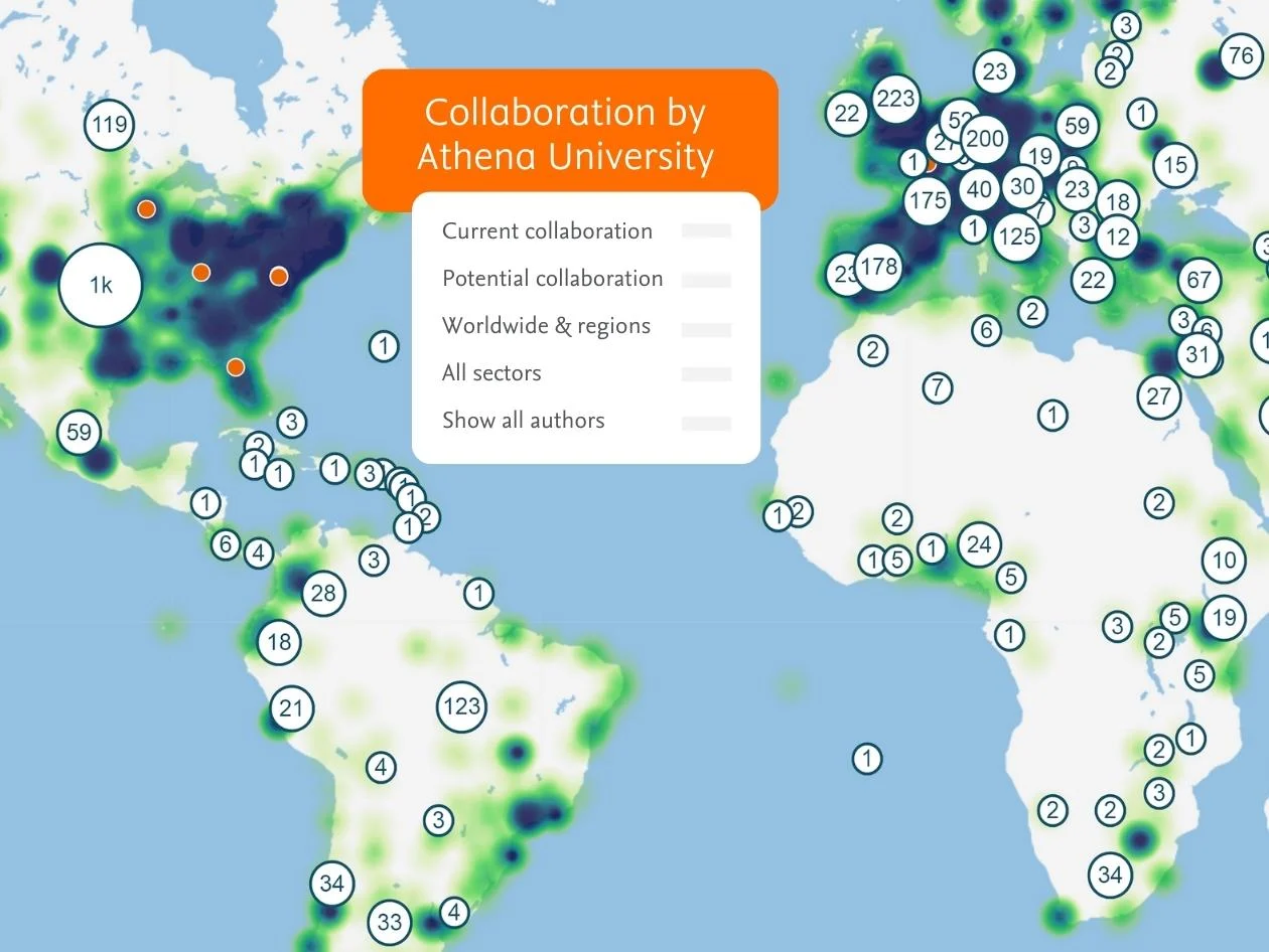 Illustration of SciVal collaborations around the world