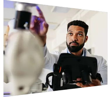 Robotic engineer working on robotic knee replacement surgery project