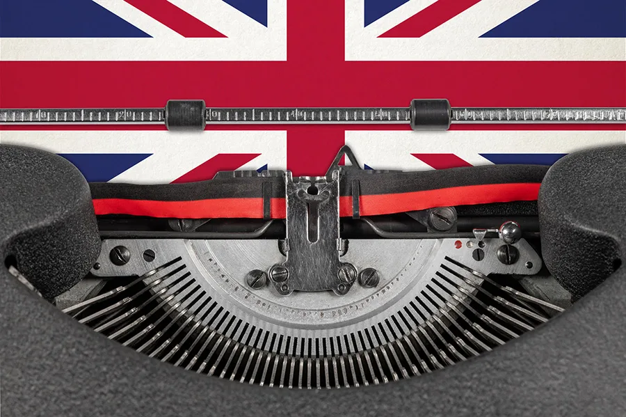 typewriter with the union jack in it