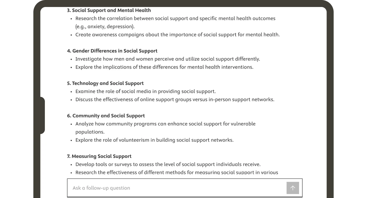 Screenshot of conversational follow-up in Scopus AI