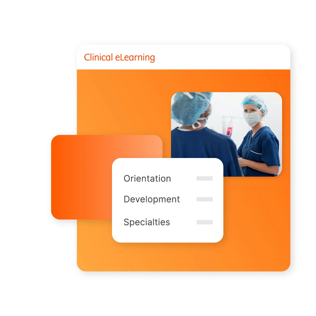 clinical eLearning: Orientation, Development, Specialties - two nurses with face masks
