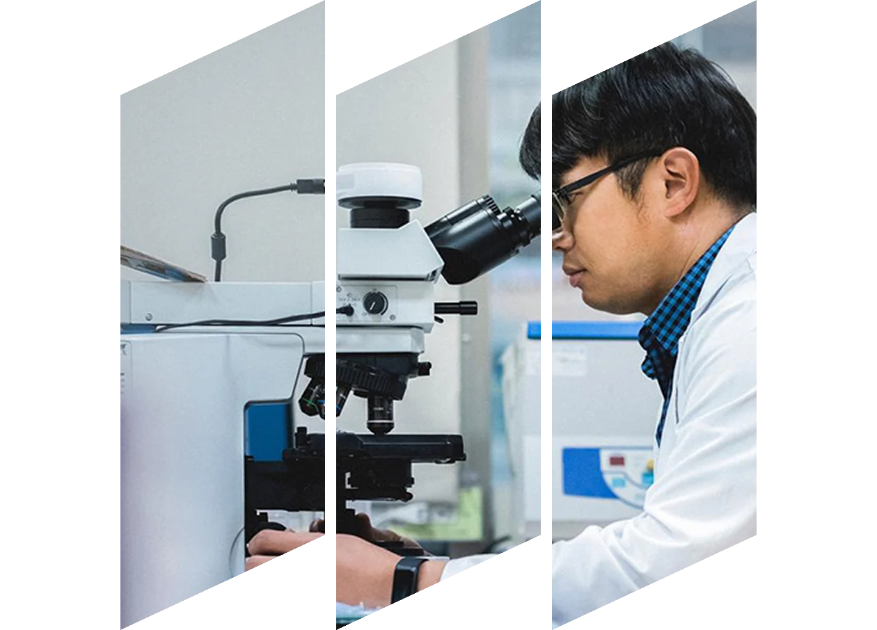 African Pathology Technician working on a computer in the lab