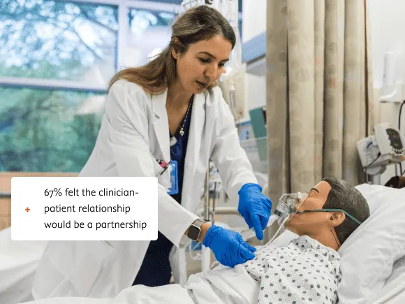 Female resident physician performing an oxygen mask protocol on a simulation patient