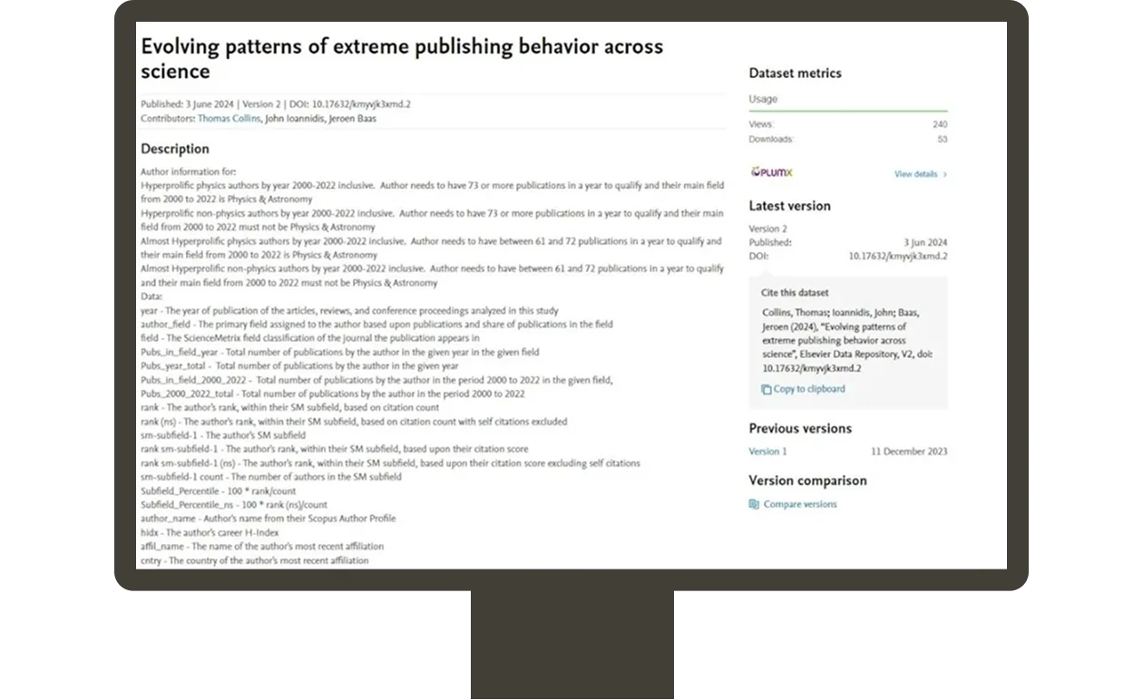Screenshot of data example