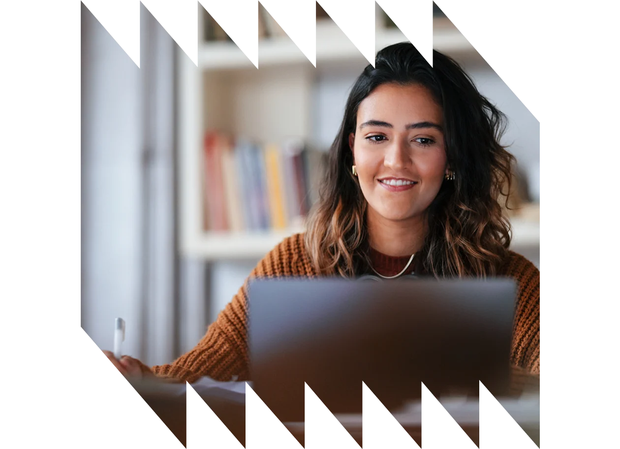 Woman studying her first master's degree class.