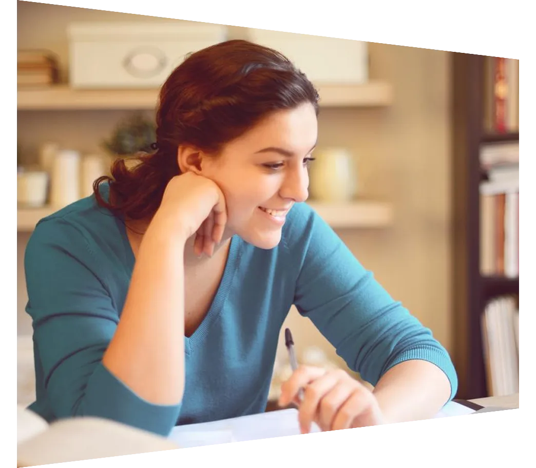Young woman working at home