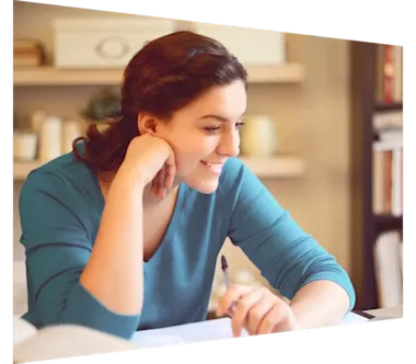 Young woman working at home