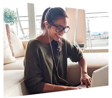 Woman on laptop using generative AI