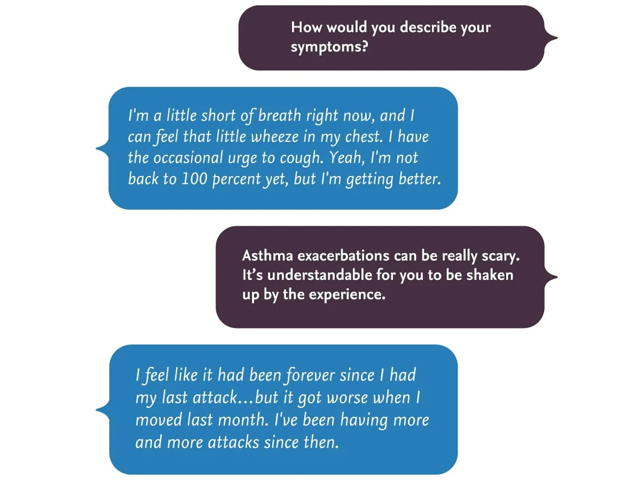 Example of conversation-based interaction in Shadow Health