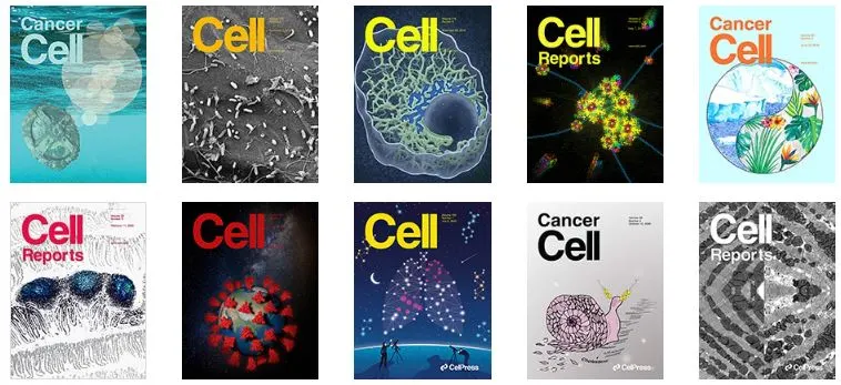 Cover images of Cell Press journals