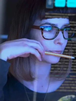 Woman looking at computer screen