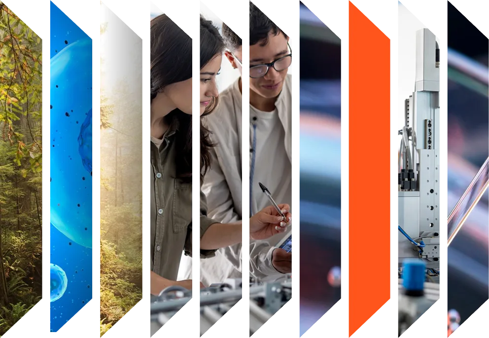 Colorful accordion of STEM related images