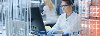 Medical research scientist in a bright and modern laboratory