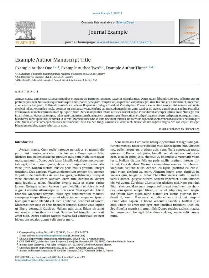 Example of a published journal article