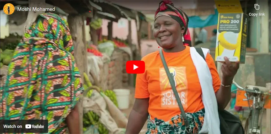 Watch as Moshi Mohamed, a Solar Sister Entrepreneur in Tanzania, talks about her work in clean solar energy.